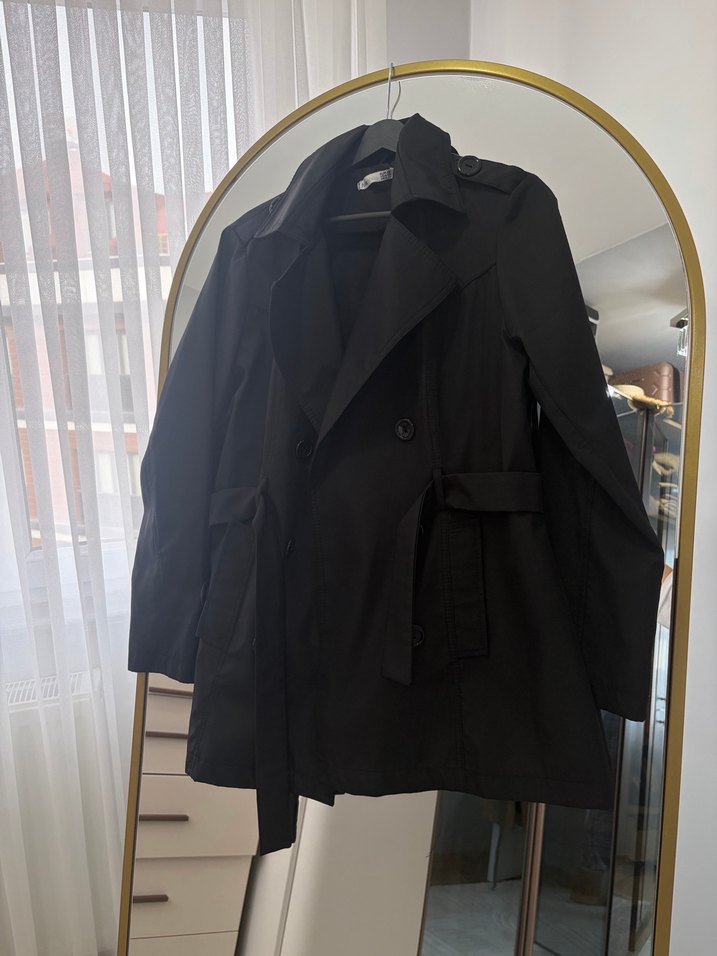 Siyah trençkot - Görsel 3