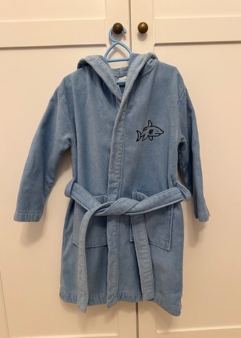 Nakışlı Mavi Erkek Çocuk Bornoz - Görsel 4