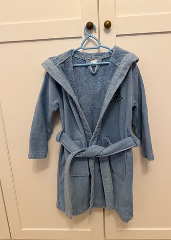 Nakışlı Mavi Erkek Çocuk Bornoz - Görsel 2