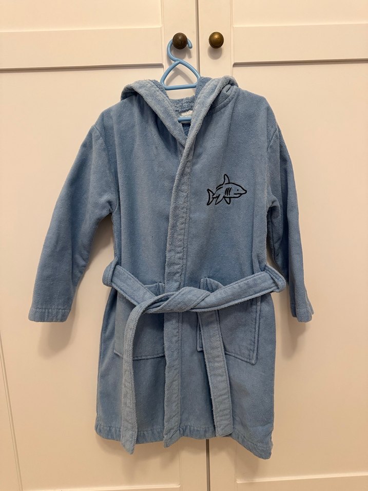 Nakışlı Mavi Erkek Çocuk Bornoz - Görsel 4