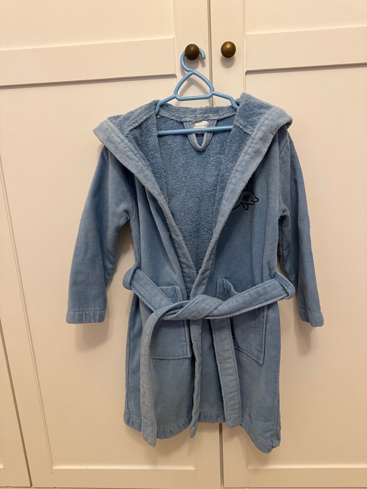 Nakışlı Mavi Erkek Çocuk Bornoz - Görsel 2