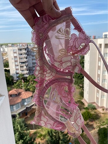 m Beden Pembe çiçekli Bralet takım ????