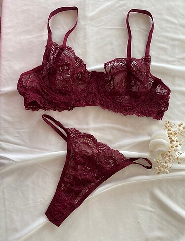 m Beden Bordo bralet takım ????