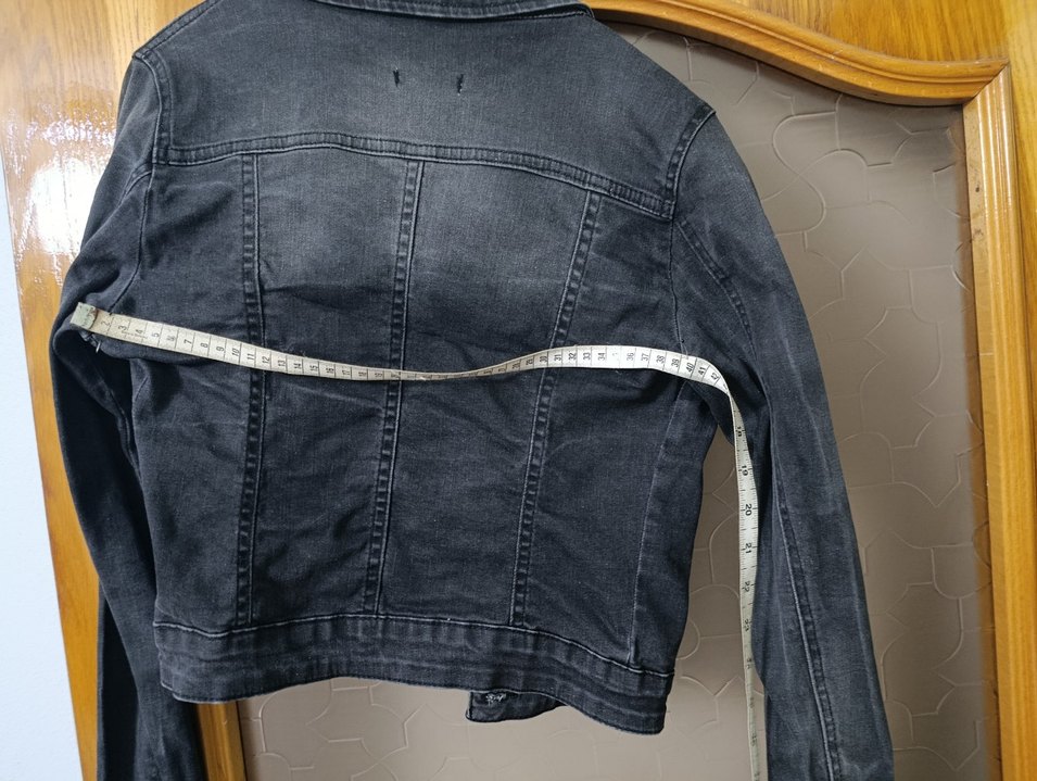 Düğmeli Gri Kadın Denim Ceket - Görsel 2