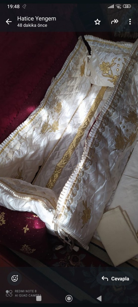 İşlemeli Beyaz Parlak Beşik takımı - Görsel 3