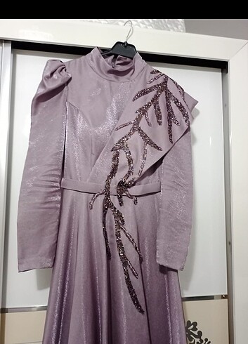 38 beden Lila renk abiye 1 kez giyildi - Görsel 5