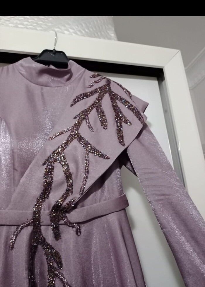 38 beden Lila renk abiye 1 kez giyildi - Görsel 3