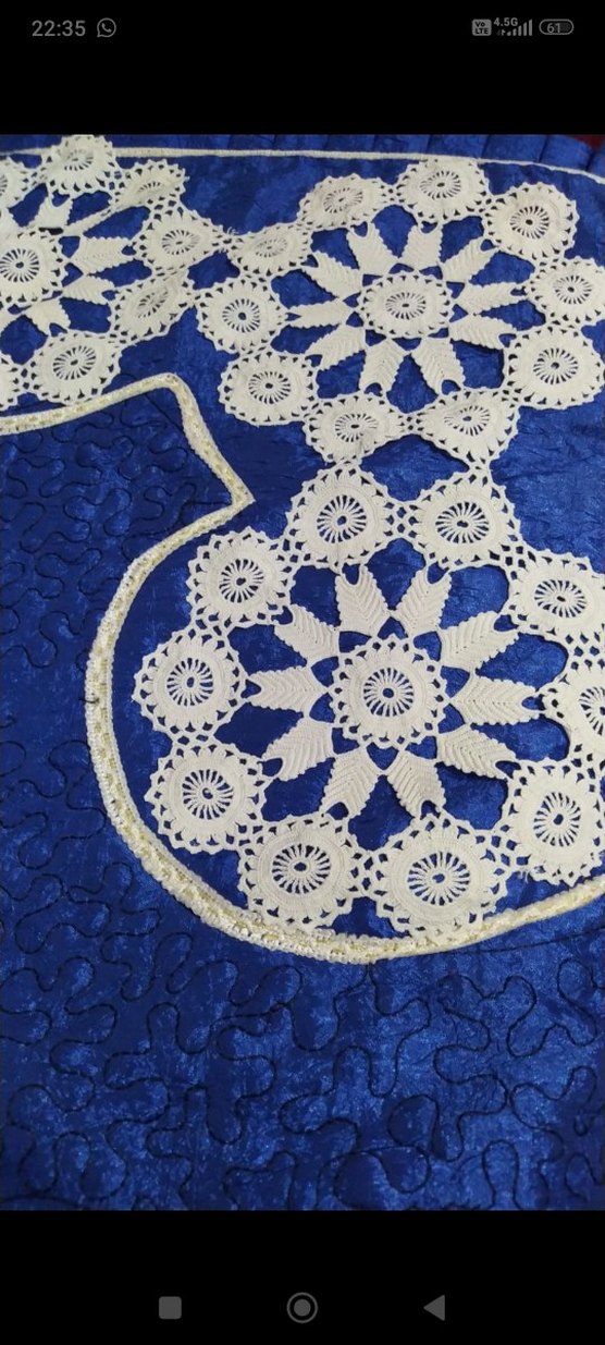 Dantelli Lacivert Yatak Örtüsü ve perde - Görsel 3