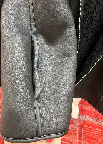 Kürklü Siyah Deri Kadın Ceket - Görsel 6