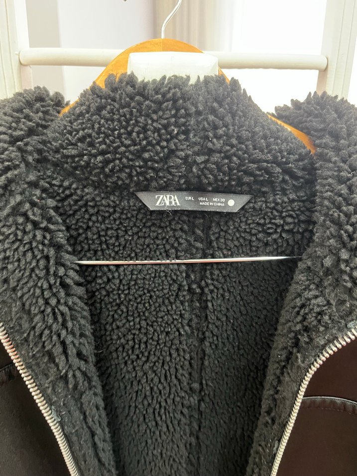 Kürklü Siyah Deri Kadın Ceket - Görsel 2