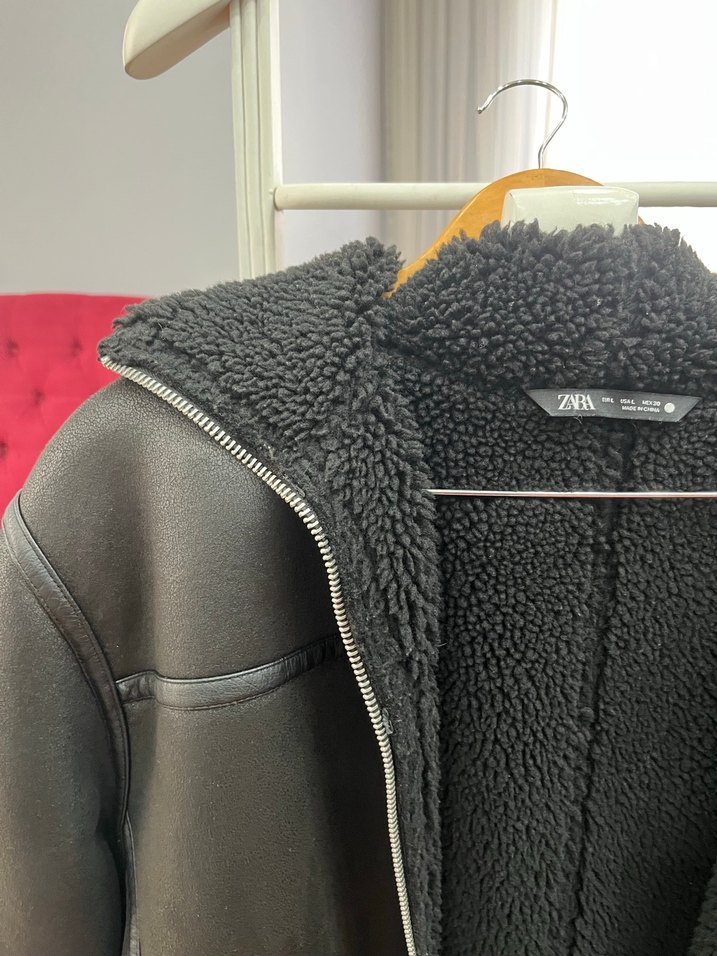 Kürklü Siyah Deri Kadın Ceket - Görsel 5