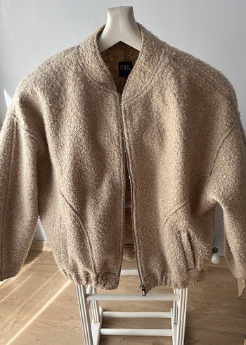 Bej Peluş Kadın Bomber Ceket