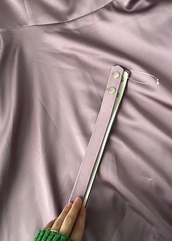 Uzun Parlak Mor Drapeli Kadın Elbise - Görsel 4