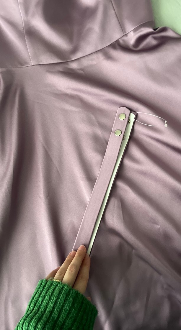 Uzun Parlak Mor Drapeli Kadın Elbise - Görsel 4