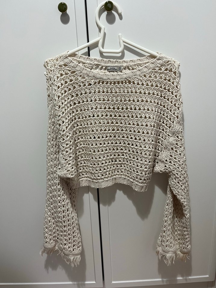 Bohem Gri Örgü Kadın Kazak - Görsel 2