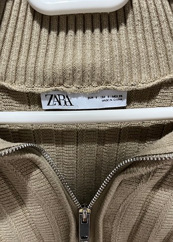 Zara Bej Yüksek Yakalı Fitilli Örgü Kadın Kazak - Görsel 2