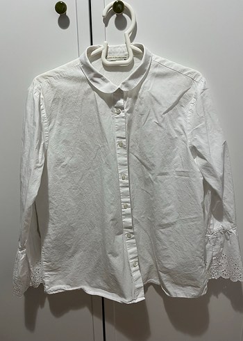 Beyaz Düğmeli Uzun Kollu Gömlek - Görsel 2