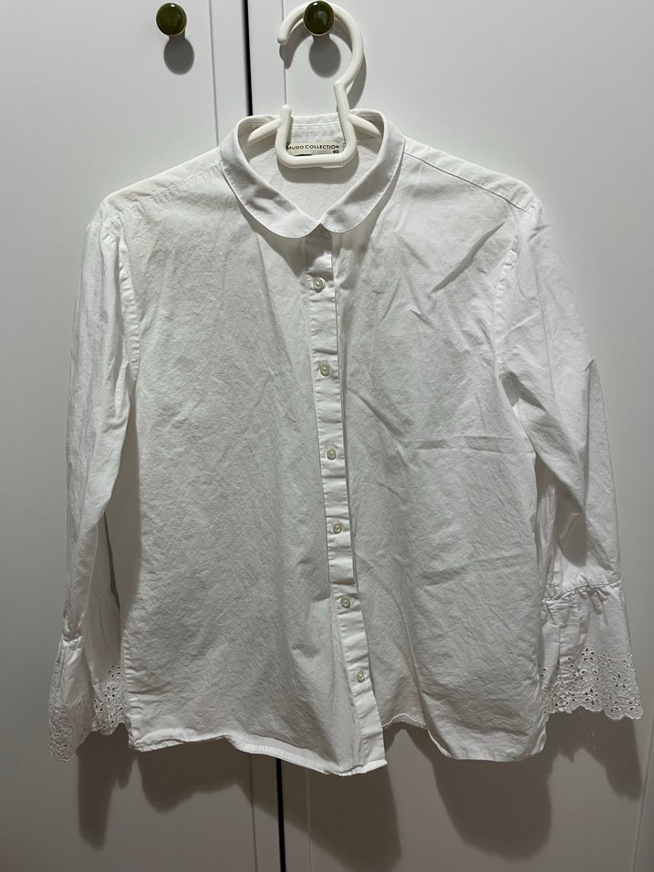 Beyaz Düğmeli Uzun Kollu Gömlek - Görsel 2