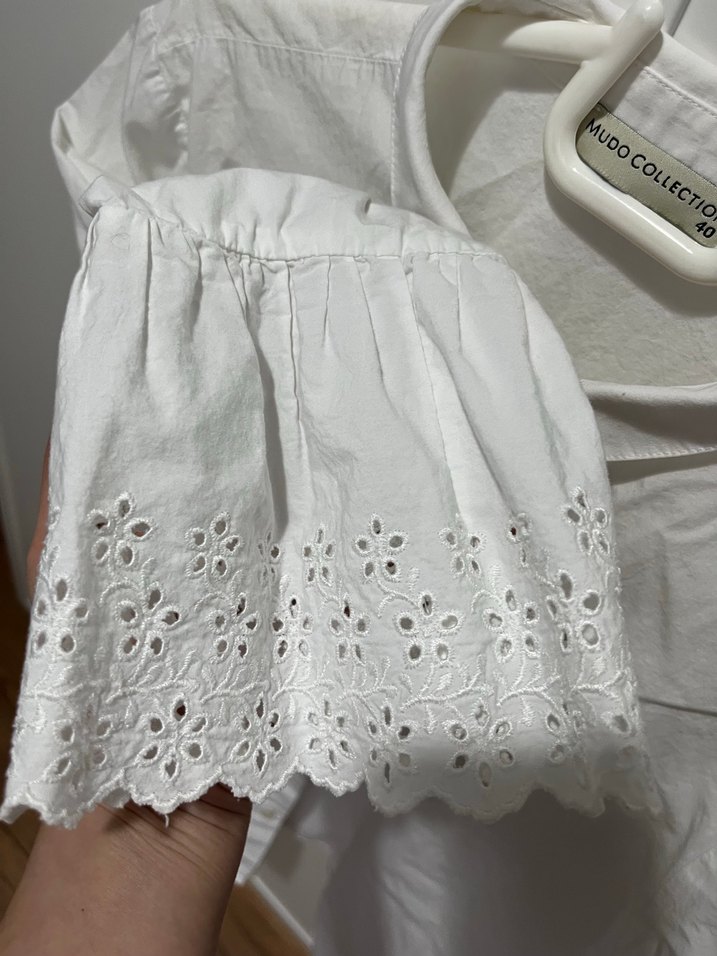 Beyaz Düğmeli Uzun Kollu Gömlek - Görsel 4