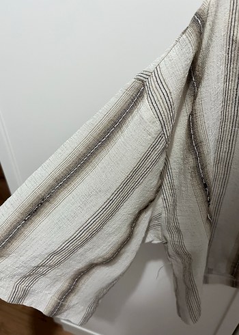 Düğmeli Keten Midi Gömlek - Görsel 4