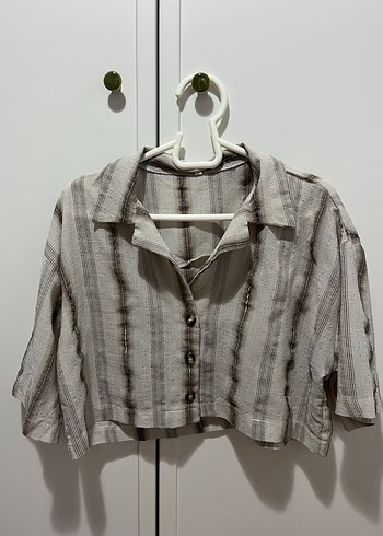 Düğmeli Keten Midi Gömlek - Görsel 2