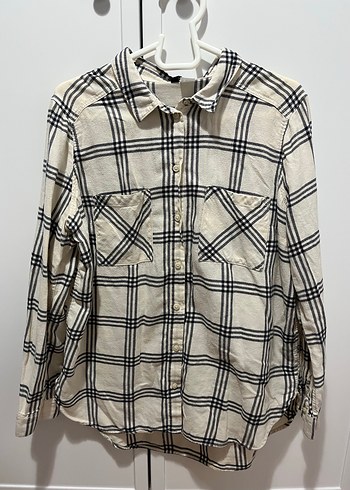 Bej Ekose Desenli Uzun Kollu Kadın Gömlek - Görsel 2