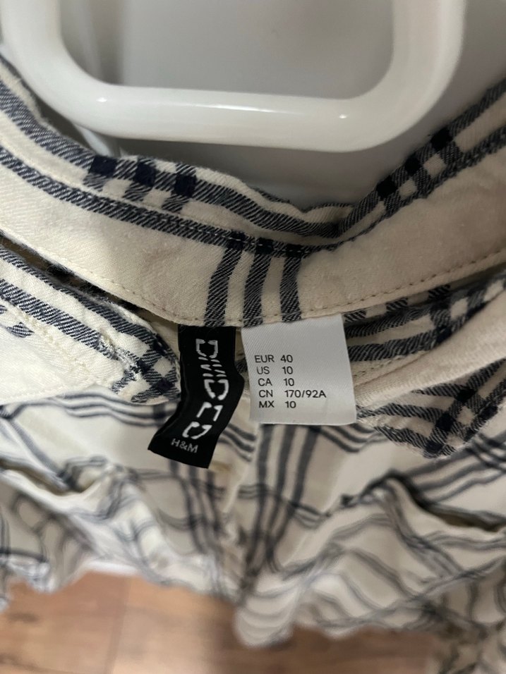 Bej Ekose Desenli Uzun Kollu Kadın Gömlek - Görsel 3