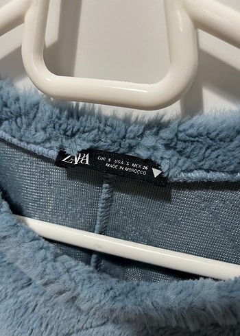 Mavi Örgü Detaylı Kısa Kadın Sweatshirt - Görsel 4