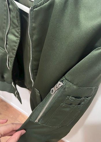 Koyu Yeşil Fermuarlı Kadın Ceket - Görsel 2