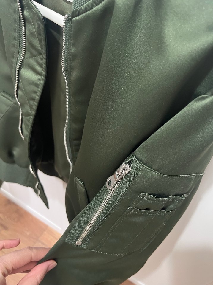 Koyu Yeşil Fermuarlı Kadın Ceket - Görsel 2