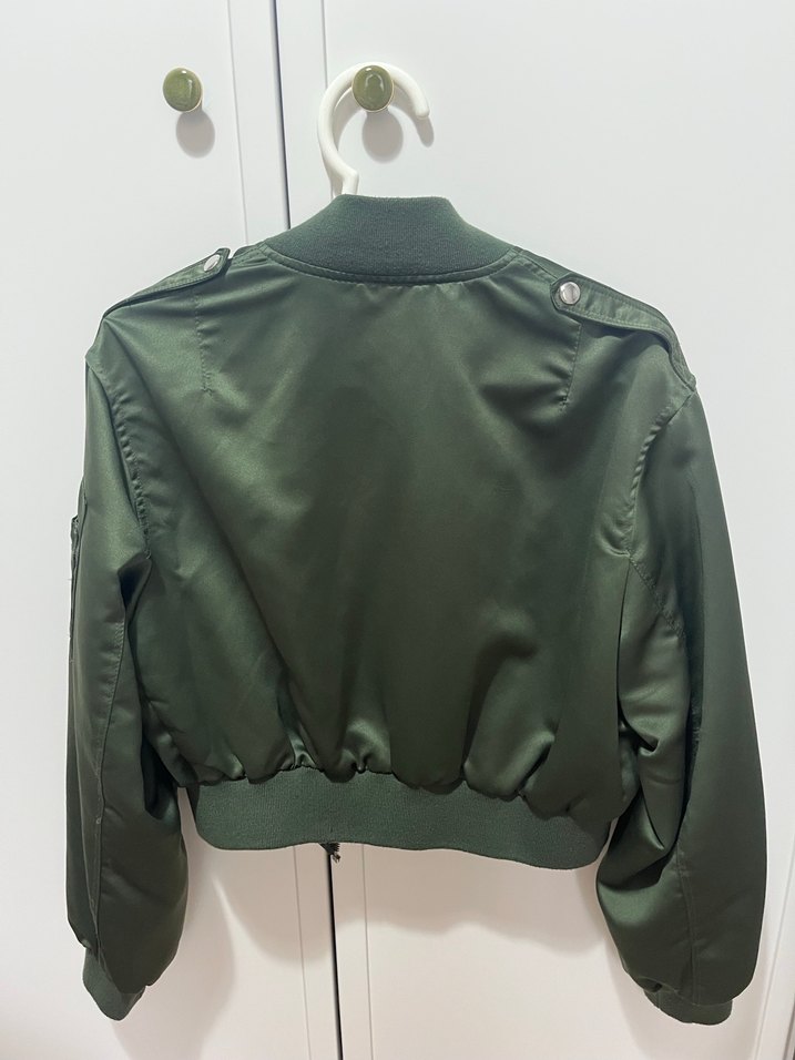 Koyu Yeşil Fermuarlı Kadın Ceket - Görsel 4