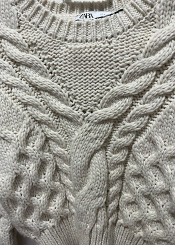 Zara Bej Örgü Kadın Kazak - Görsel 5