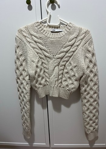 Zara Bej Örgü Kadın Kazak - Görsel 2