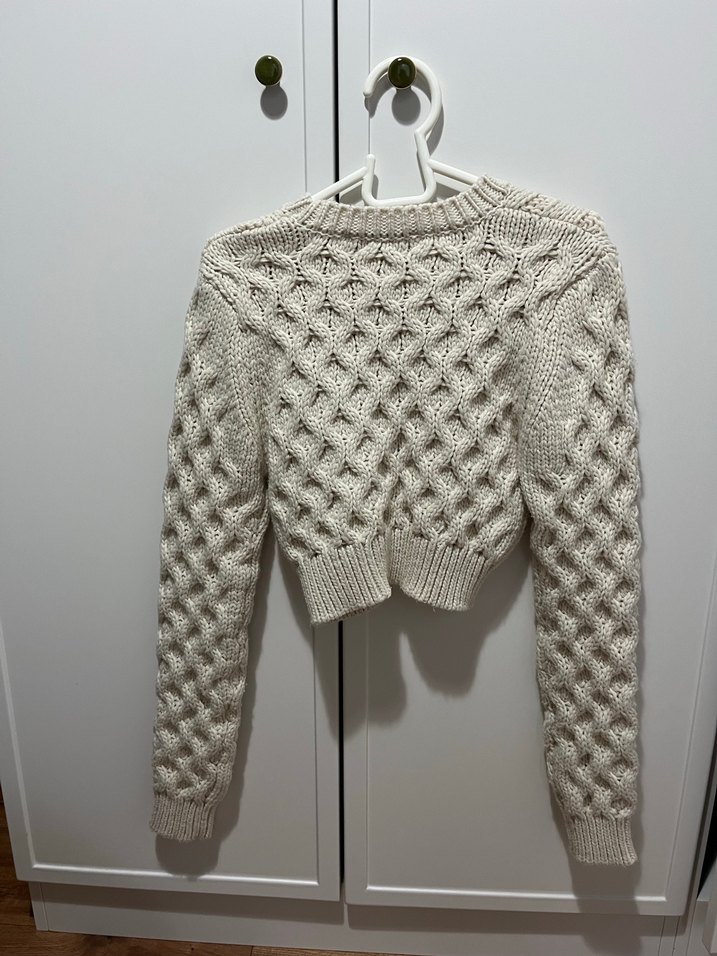 Zara Bej Örgü Kadın Kazak - Görsel 4