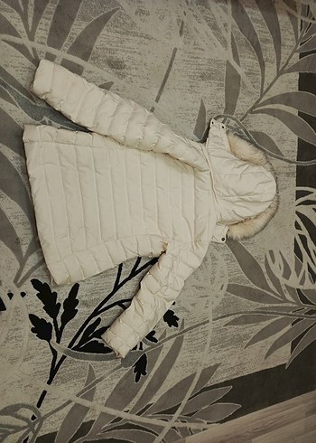 xl Beden beyaz Renk zara Kürklü Kapüşonlu Kadın Kışlık Mont