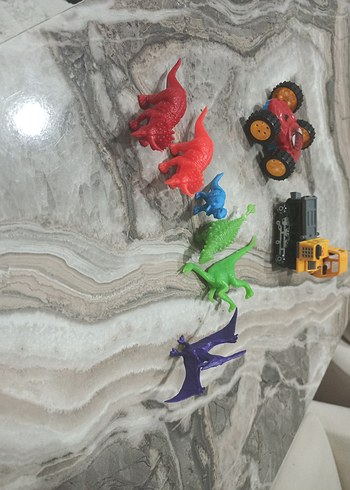 Renkli Dinozor ve Araç Oyuncak Seti - Görsel 2