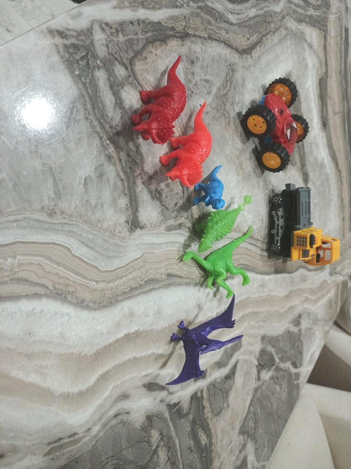 Renkli Dinozor ve Araç Oyuncak Seti - Görsel 2