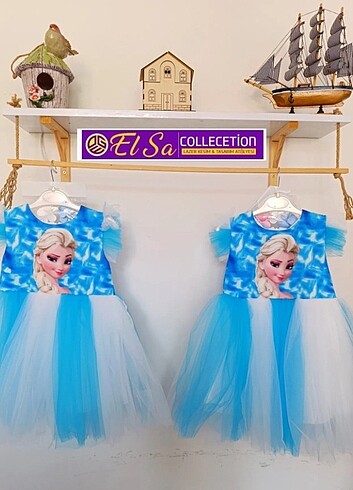 Diğer Elsa frozen elbise taçlı 