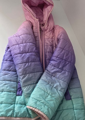 Kız Çocuk Pastel Renkli Kapüşonlu Mont - Görsel 2