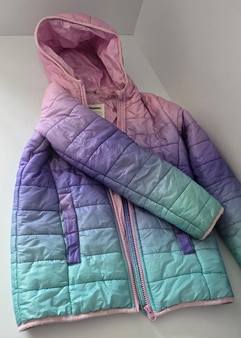 Kız Çocuk Pastel Renkli Kapüşonlu Mont - Görsel 5