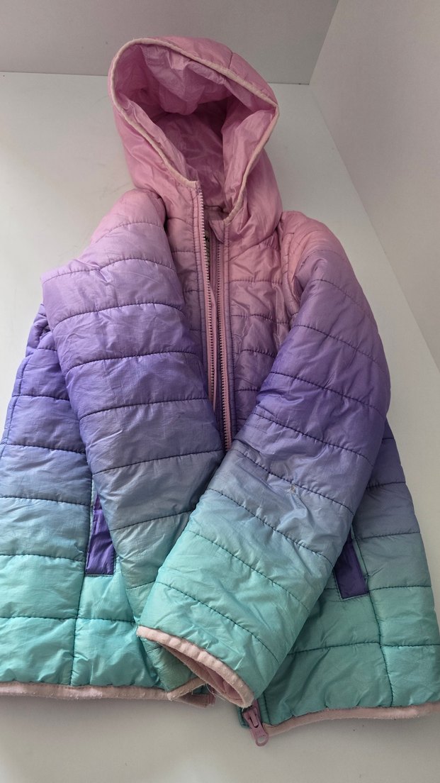 Kız Çocuk Pastel Renkli Kapüşonlu Mont - Görsel 2