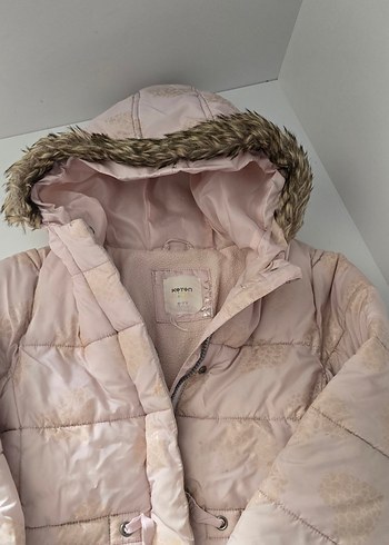 Kız Çocuk Kapüşonlu Pudra Pembesi Kaban - Görsel 4