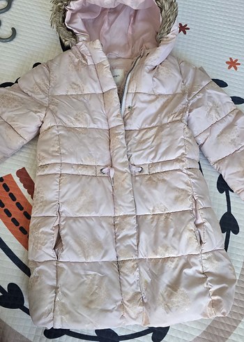 Kız Çocuk Kapüşonlu Pudra Pembesi Kaban - Görsel 3