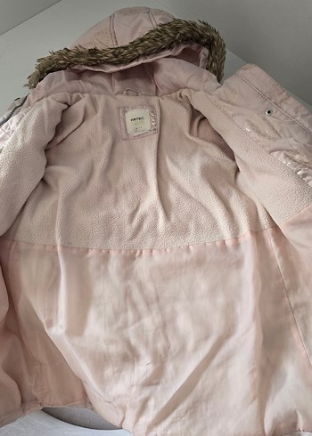 Kız Çocuk Kapüşonlu Pudra Pembesi Kaban - Görsel 5
