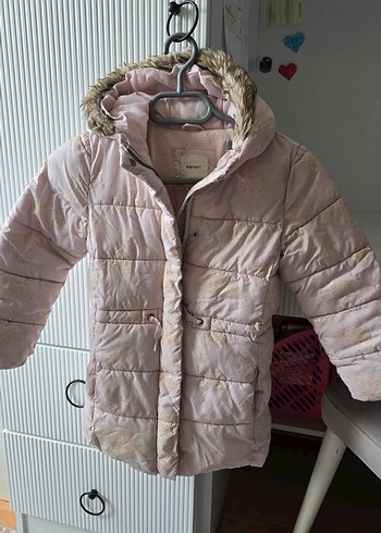 Kız Çocuk Kapüşonlu Pudra Pembesi Kaban - Görsel 2