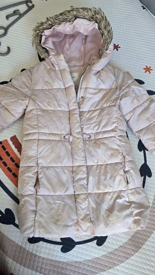 Kız Çocuk Kapüşonlu Pudra Pembesi Kaban - Görsel 3