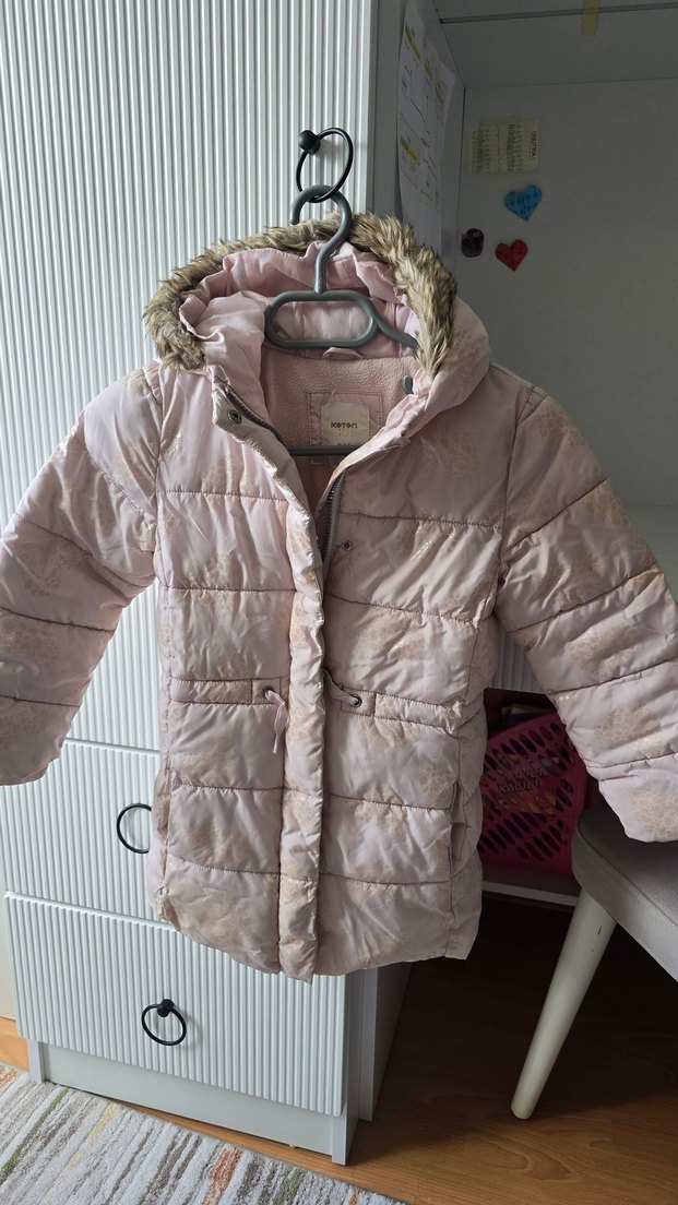 Kız Çocuk Kapüşonlu Pudra Pembesi Kaban - Görsel 2