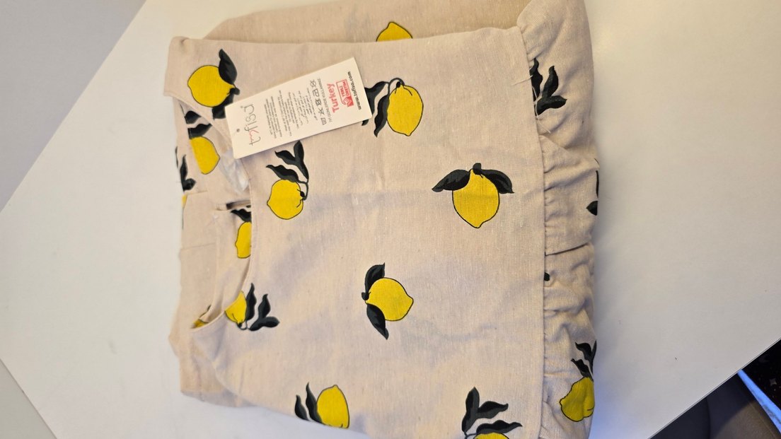 Limon desenli keten elbise - Görsel 3