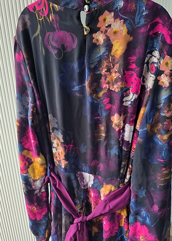 Bohem Yüksek Yakalı Uzun Mor Elbise - Görsel 5