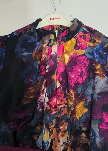 Bohem Yüksek Yakalı Uzun Mor Elbise - Görsel 4